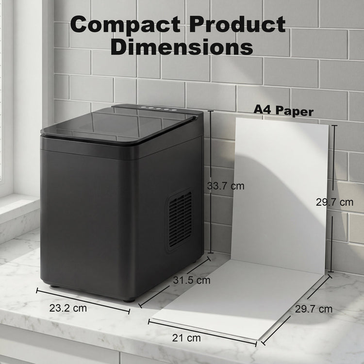 HOMCOM Countertop Ice Maker Machine Self-Cleaning Compact Ice Machine with Ice Scoop and Basket Black