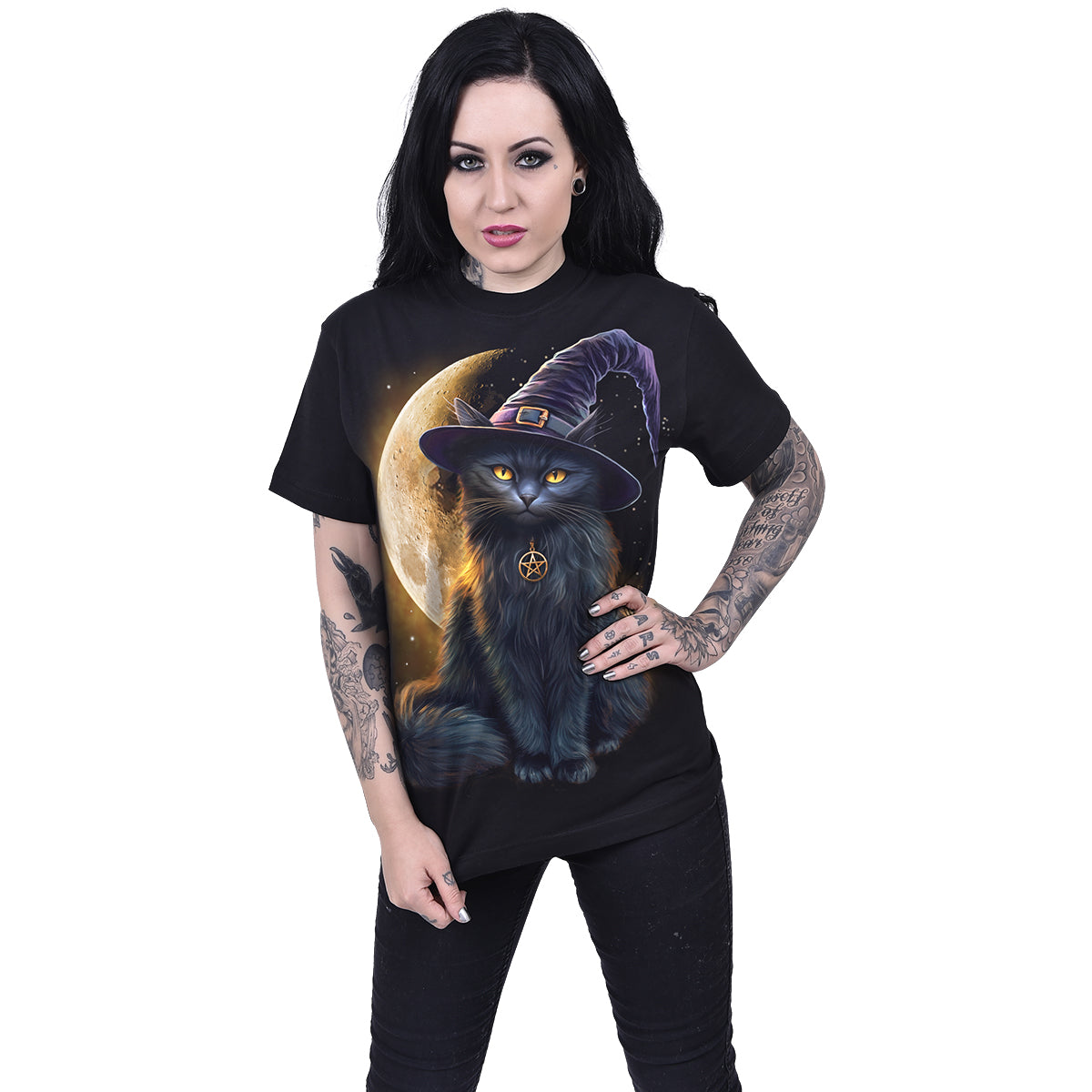 FAMILIAR MAGIC - Front Print T-Shirt Black