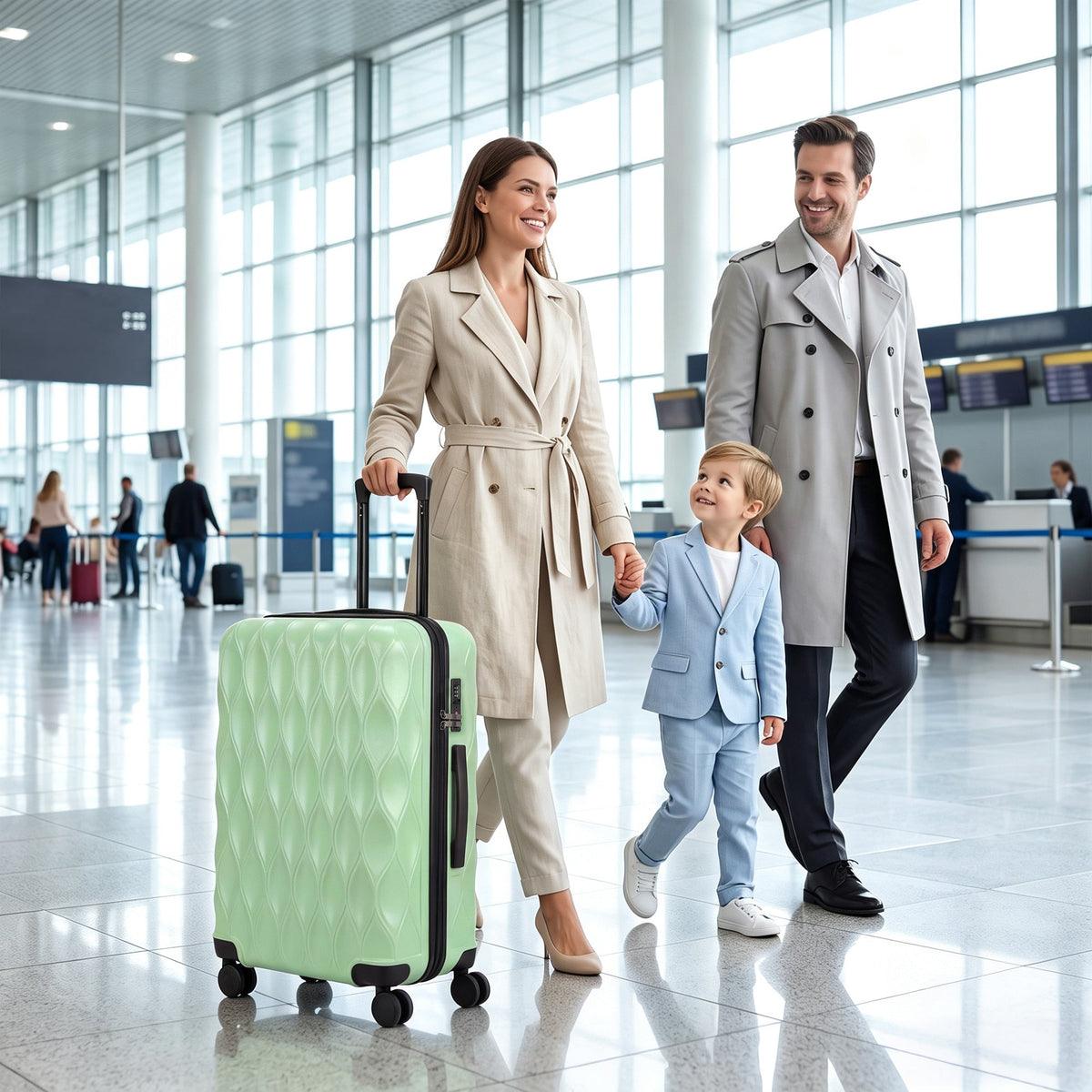 HOMCOM 26Inch 65cm Suitcase, ABS Hard Shell Checked Luggage with TSA Lock, Spinner Wheels, Telescopic Handle, Green
