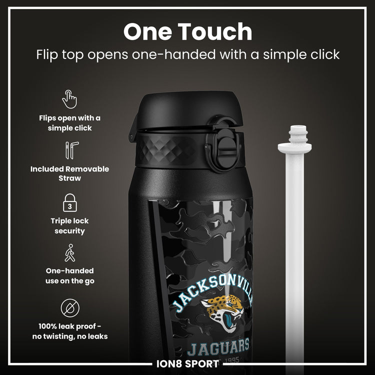 NFL x ION8 Insulated Steel Water Bottle, NFL Jaguars, 750ml (24oz)