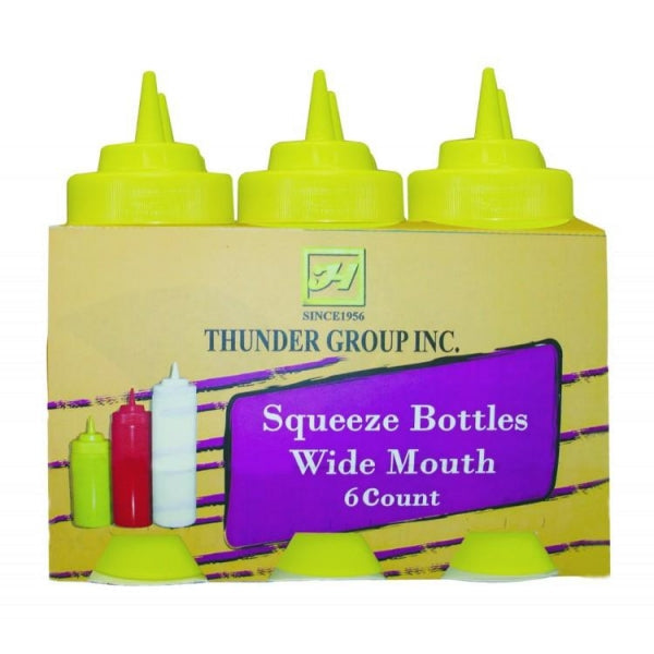Yellow Wide Mouth Squeeze Bottle 24oz - 710ml - 6 Pack