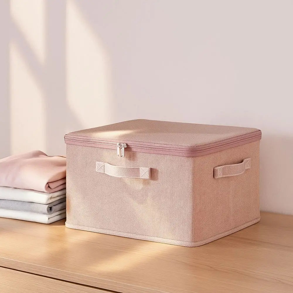 Pink Clothes Storage Box Large Capacity Foldable Quilt Storage Bag Boxes Handle
