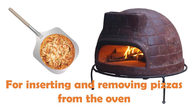 12" Aluminium Pizza Peel with Wooden Handle - Overall Length 30 Inches