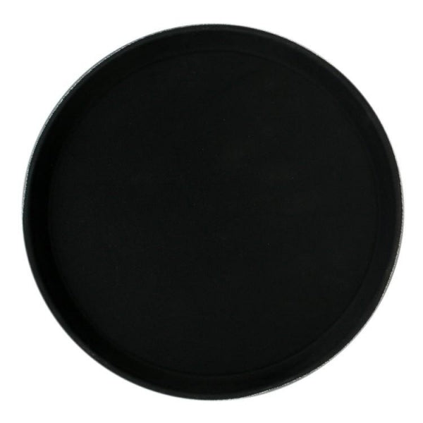 Black Round Serving Tray Rubber Lined