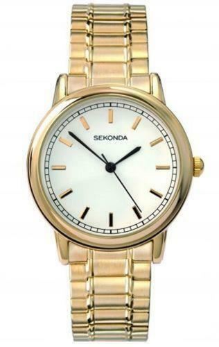 Sekonda Men Gold Plated Expander Bracelet Watch 3136B
