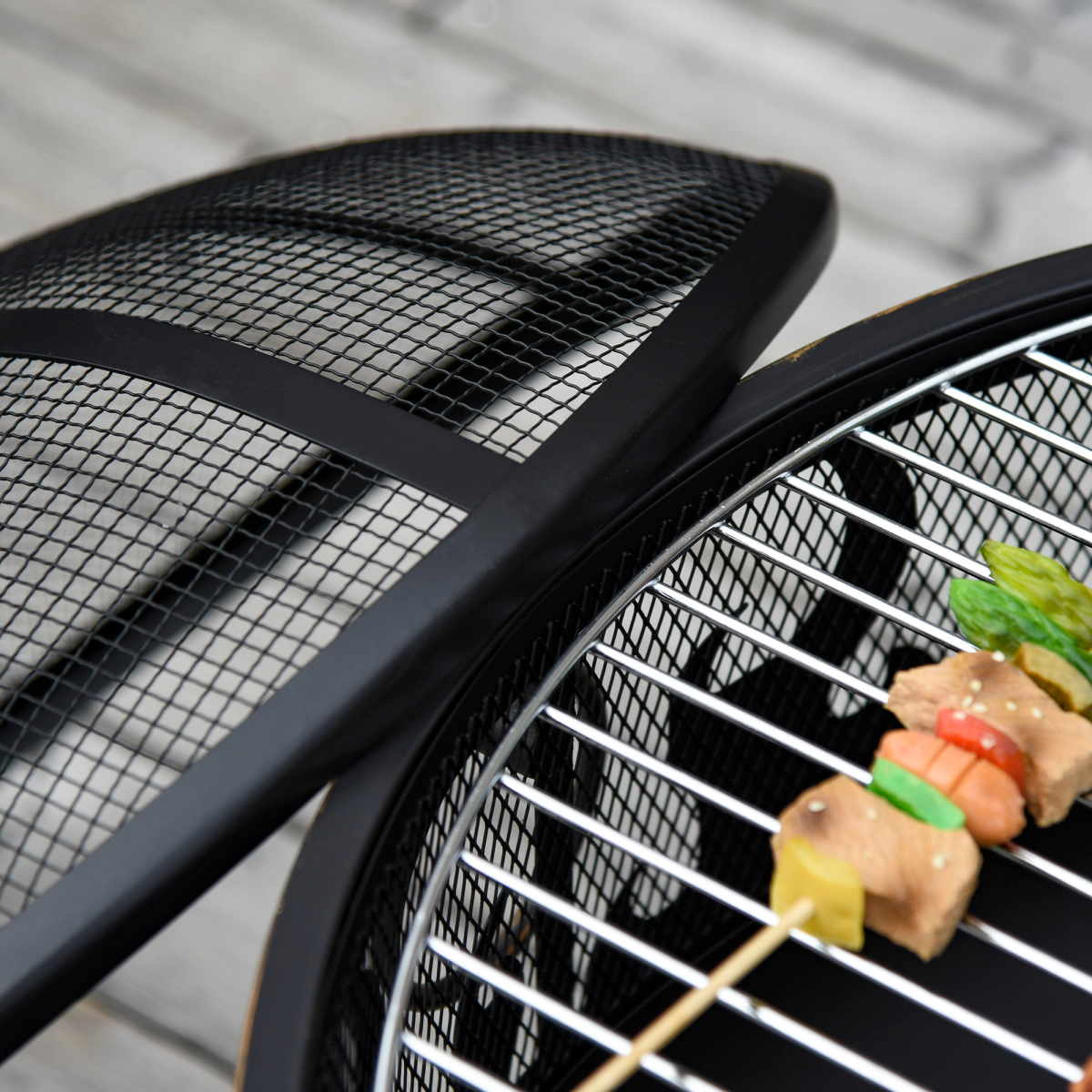 Outsunny 61.5cm 2-In-1 Outdoor Fire Pit & Firewood BBQ Garden Cooker Heater