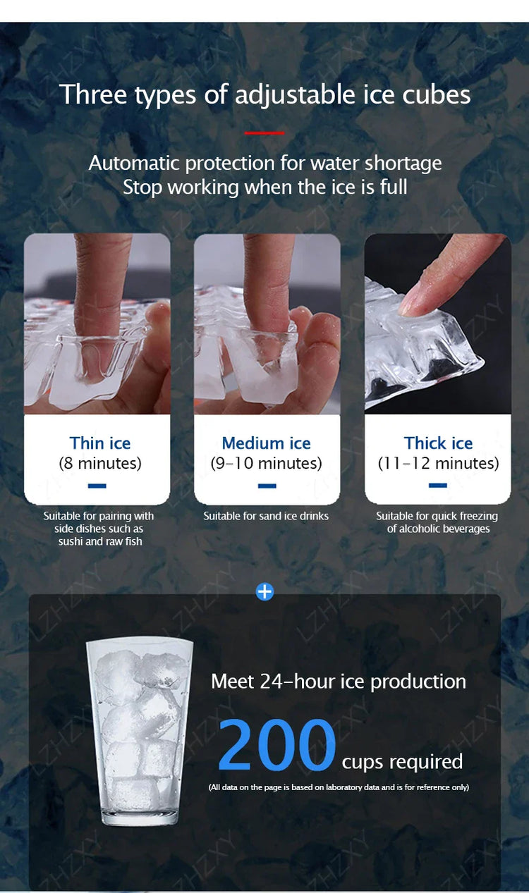 Commercial Ice Machine 25KG Desktop Multifunctional Bucket of Water Automatic Ice Machine Bullet-shaped Round Ice Home Appliance