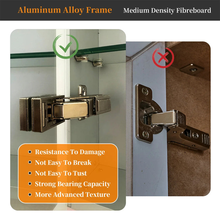 60/70CM Illuminated LED Wall Mirrored Bathroom Storage Medicine Cabinet with Shaver Socket, Bluetooth Speaker Anti-Fog