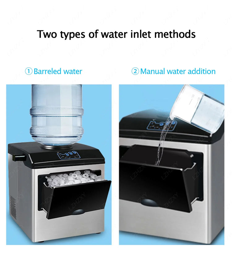 Commercial Ice Machine 25KG Desktop Multifunctional Bucket of Water Automatic Ice Machine Bullet-shaped Round Ice Home Appliance