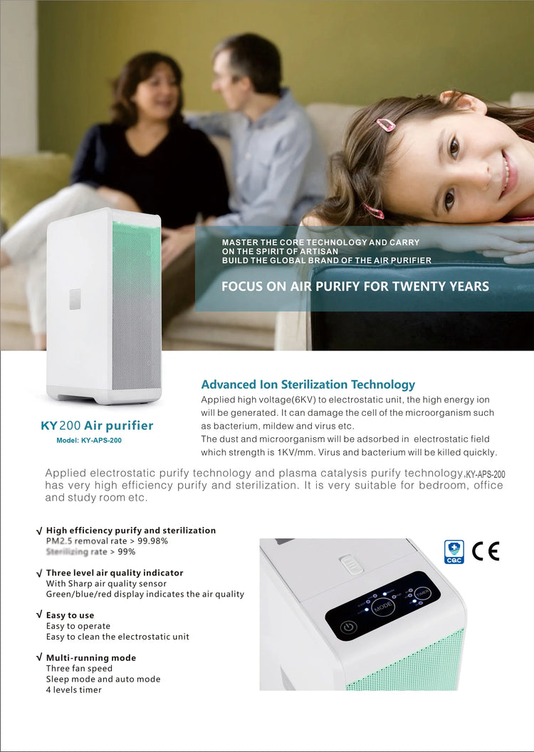 New Ozone free No consumables portable air purifier Remove Formaldehyde Dust Smoke Intelligent Air Purifiers For Home commercial