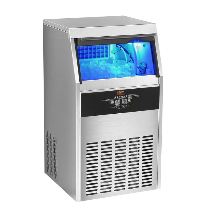 VEVOR Commercial Ice Maker 110lbs/24H 60 Ice Cubes in 12-15 Minutes 33lbs Storage Capacity LED Digital Display