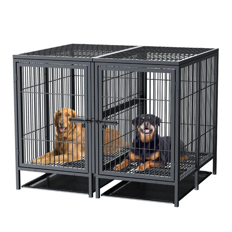 Jumbo Large Metal Pet Playpen, Kennel House with Steel Lock and Removable Trays, Heavy Duty Dog Cage