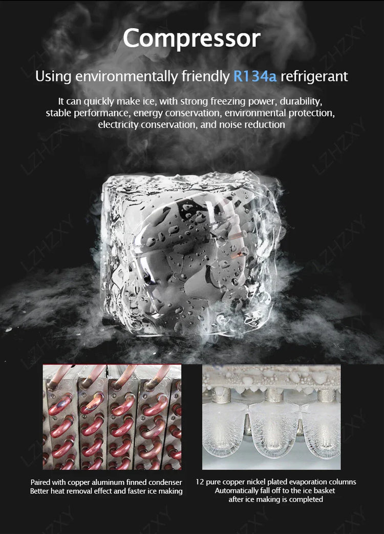 Commercial Ice Machine 25KG Desktop Multifunctional Bucket of Water Automatic Ice Machine Bullet-shaped Round Ice Home Appliance