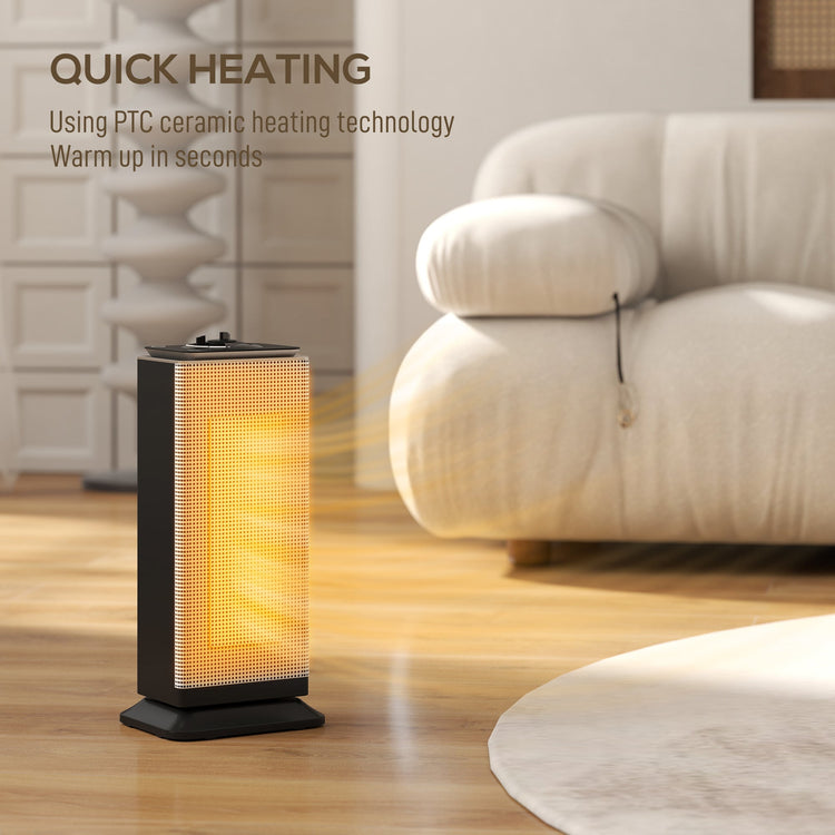 HOMCOM 2000W Ceramic Electric Heater with Fan, Oscillation - Black