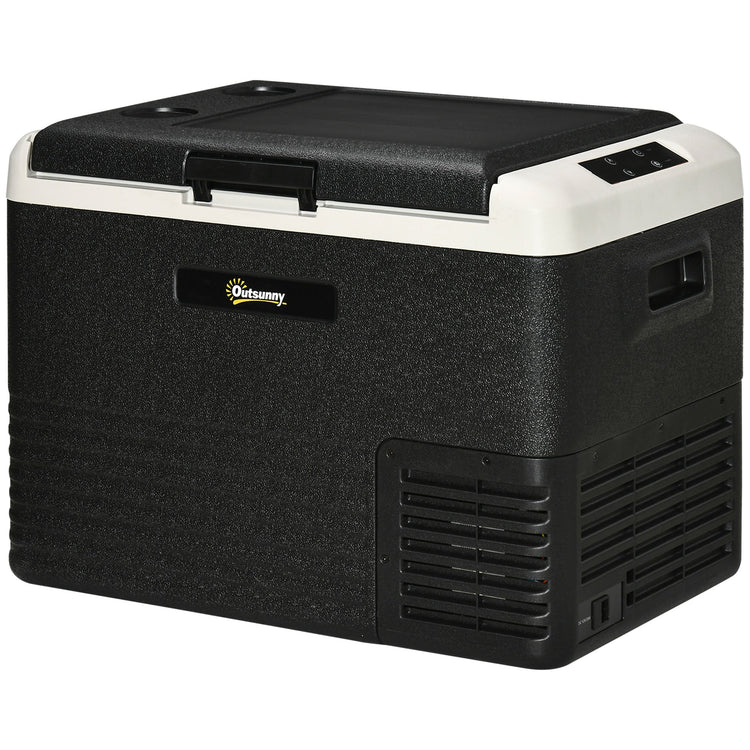 Outsunny 40L Car Refrigerator, Portable Compressor Car Fridge Freezer, Electric Cooler Box with 12/24V DC and 110-240V AC for Camping, Driving, Picnic, Down to -20\'e2\'84\'83