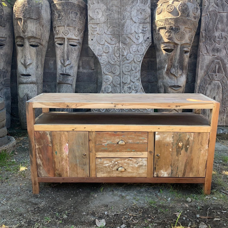 Recycled Teak Wood Large TV Stand 140x40x75cm