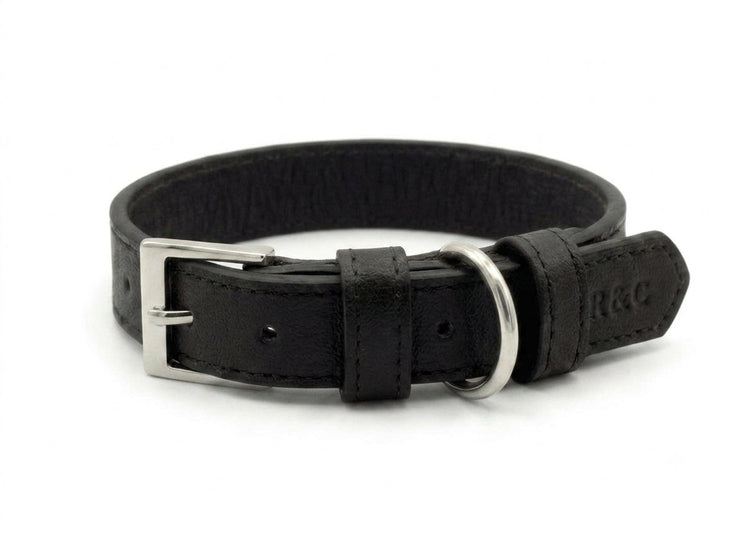 Black Leather Dog Collar