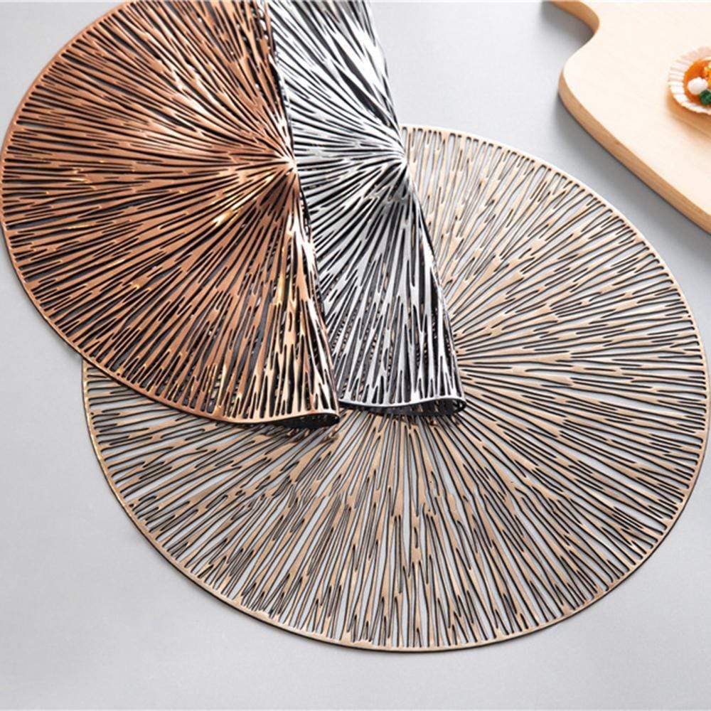 Rose Gold Placemats Set of 2 | Luxury Round Dining Table Mats
