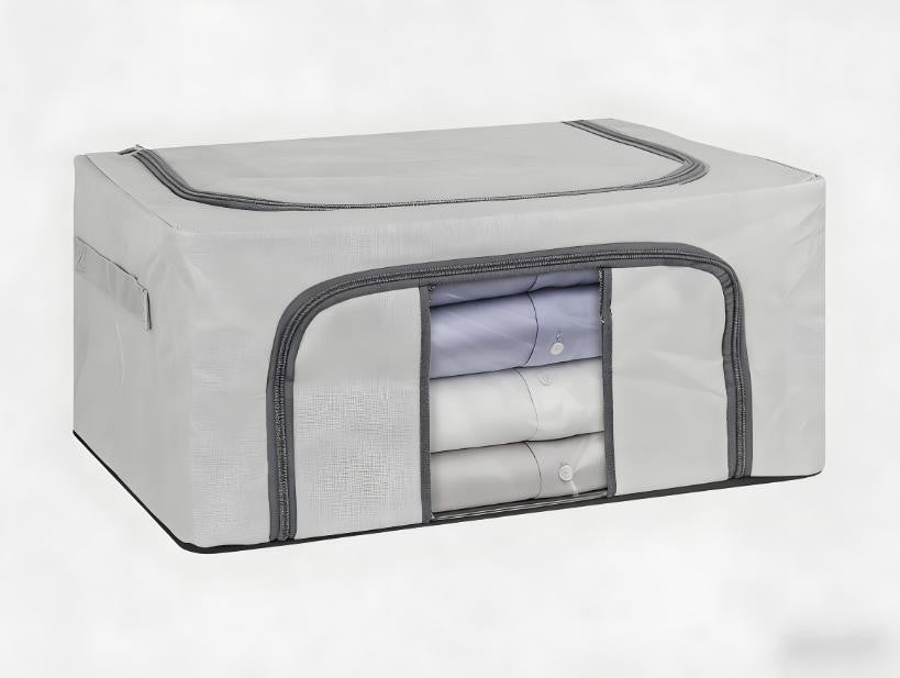 3 Pack Clothes Storage Bags XL Zipped Organiser Storage Boxes Grey Large