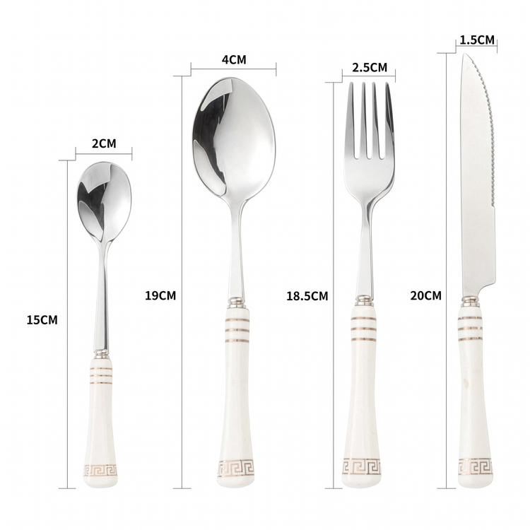 Heritage Gold 16-Piece Cutlery Set – White