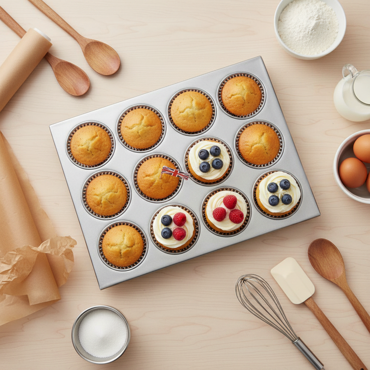 Aluminium 12 Cup Muffin Pan 104ml - 3 ½oz