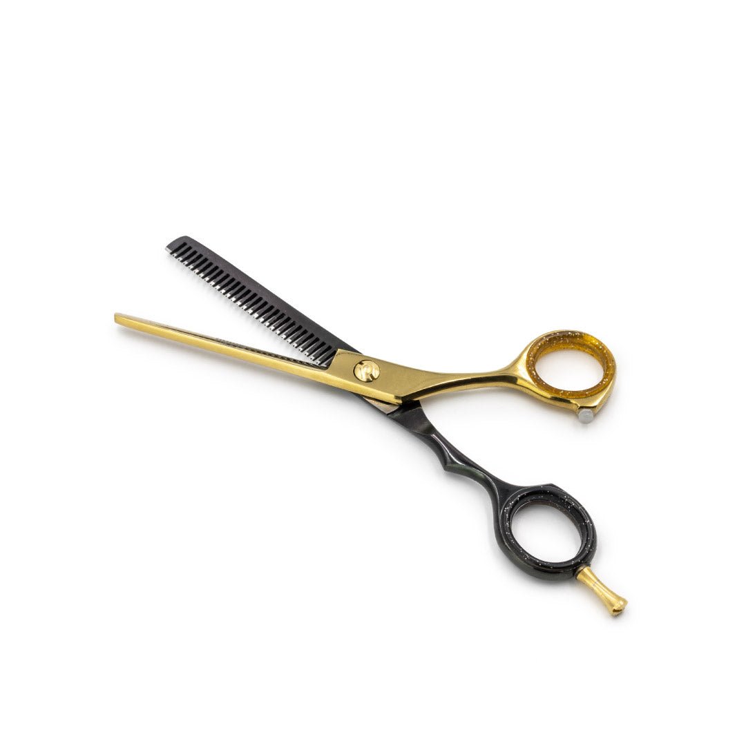 Japanese Steel 6" Thinning Scissors - Matt Black & 24k Gold Plated