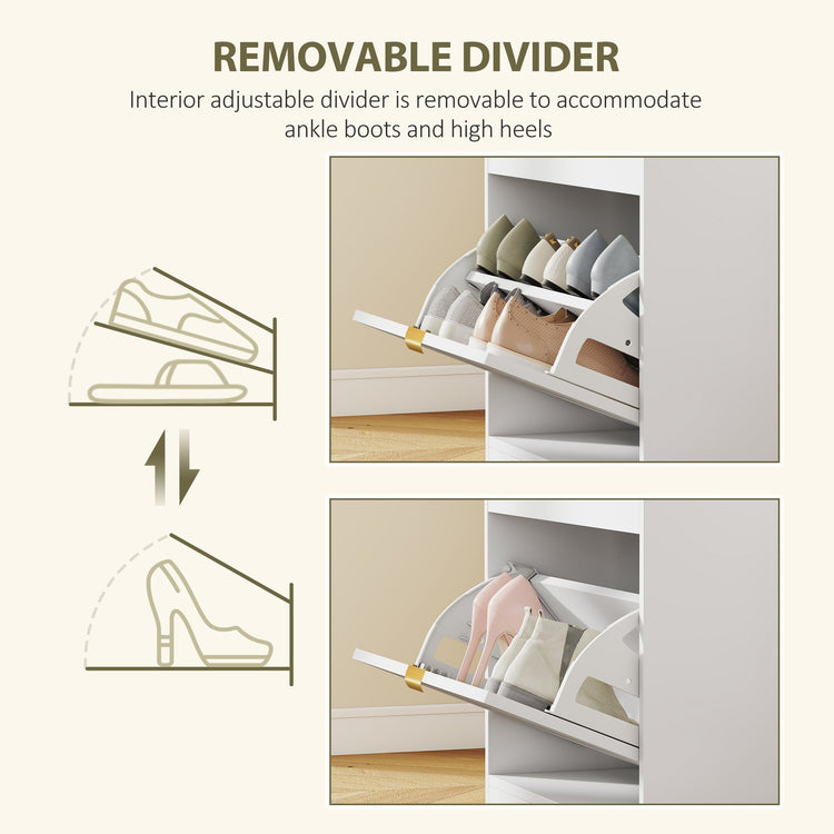 HOMCOM Shoe Storage with Seat, Upholstered Entryway Bench, Shoe Bench with 1 Flip Drawer and 4 Vents for 5 Pairs of Shoes