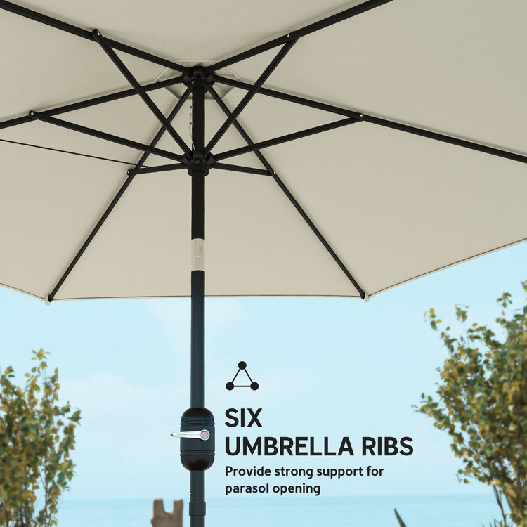 Outsunny 2.6 m Garden Parasol Umbrella with Aluminium Pole, Outdoor Patio Umbrella with Tilt and Crank, Vent, Cream White