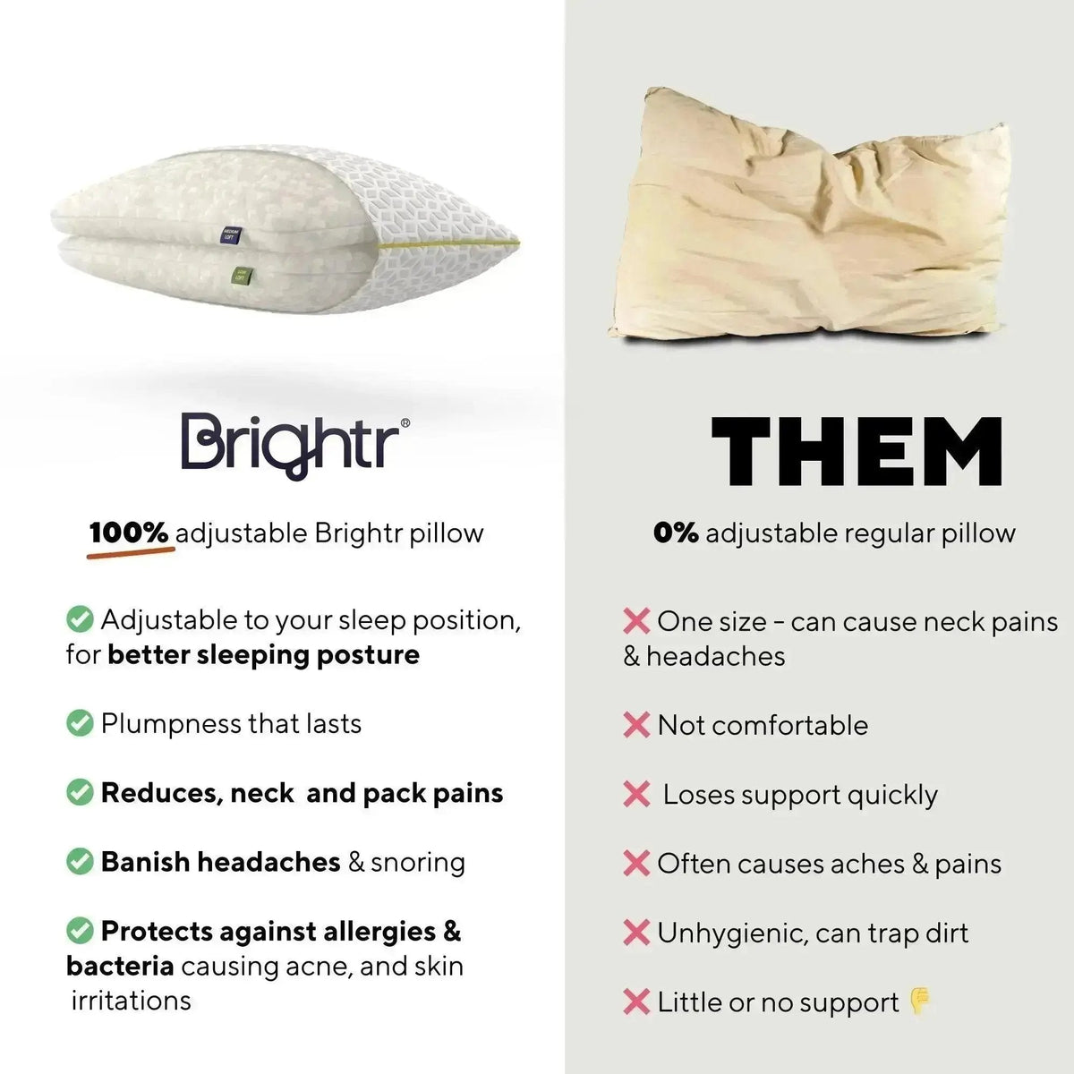 Brightr® Luna Best Adjustable Memory Foam pillow