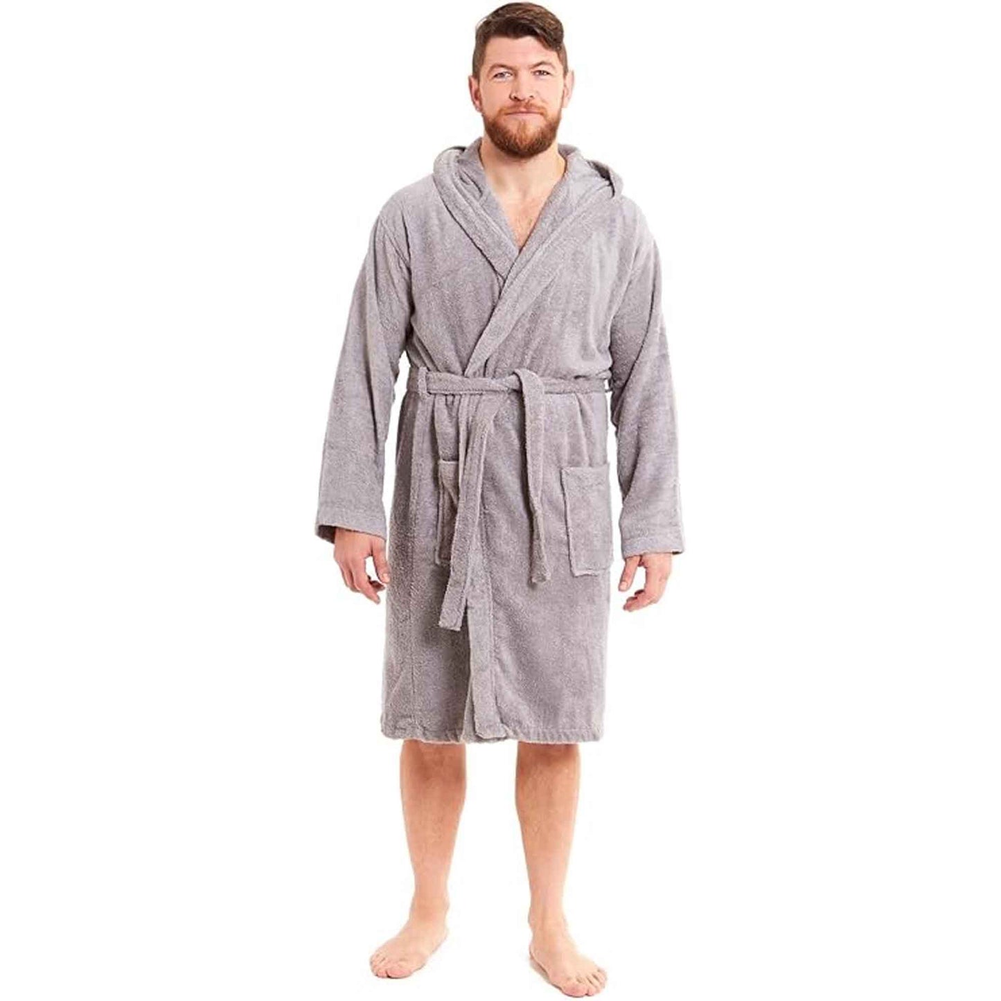 Toro Rocco Men's Bamboo Hooded Bath Robe Towelling Gown Quick Dry Ultra Absorbent Cotton Cosy Super Soft Hotel-Style Robe