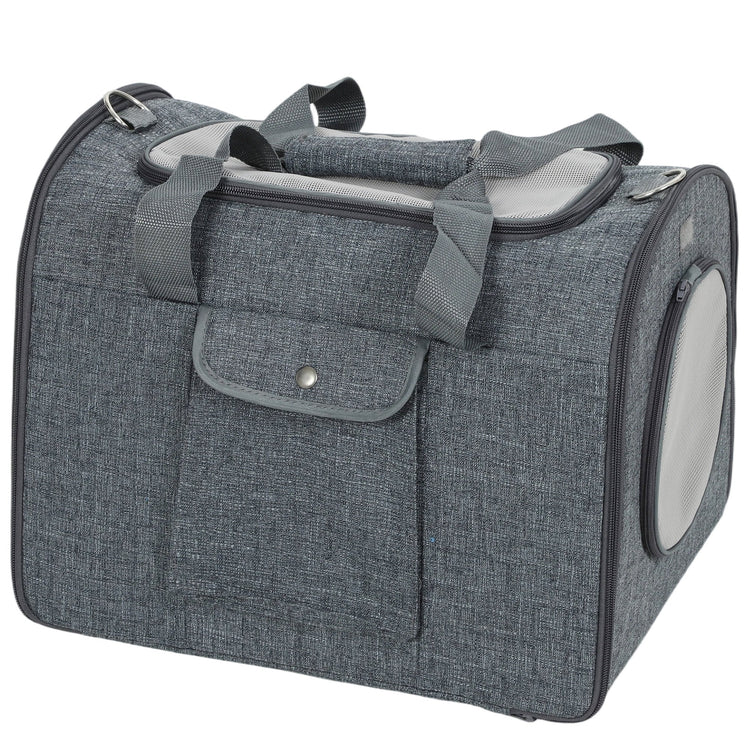 PawHut Soft Sided Cat Carrier Bag, Portable Foldable Pet Carrier with Shoulder Strap & Removable Mat for Small Pet Up to 10kg