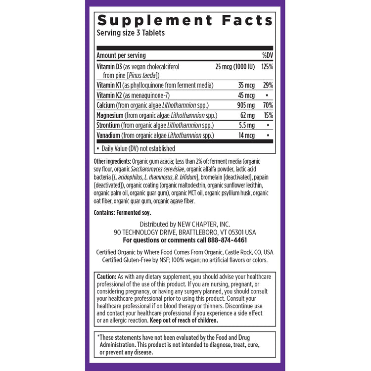 New Chapter Bone Strength Calcium Supplement with Vitamin D3, K2, Magnesium - 120 Tablets