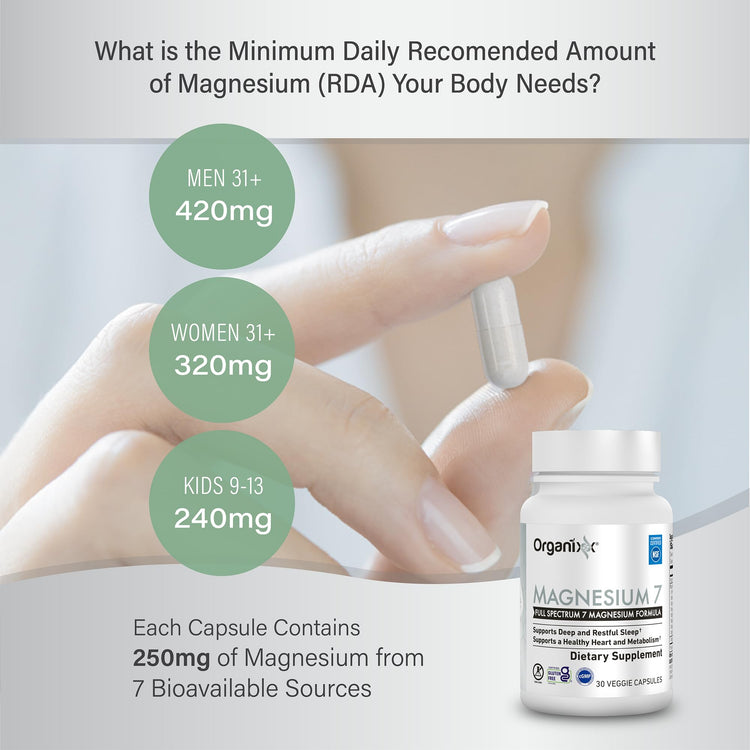 Organixx Magnesium Glycinate – Sleep Support, 90 Capsules, Vegan & Gluten Free