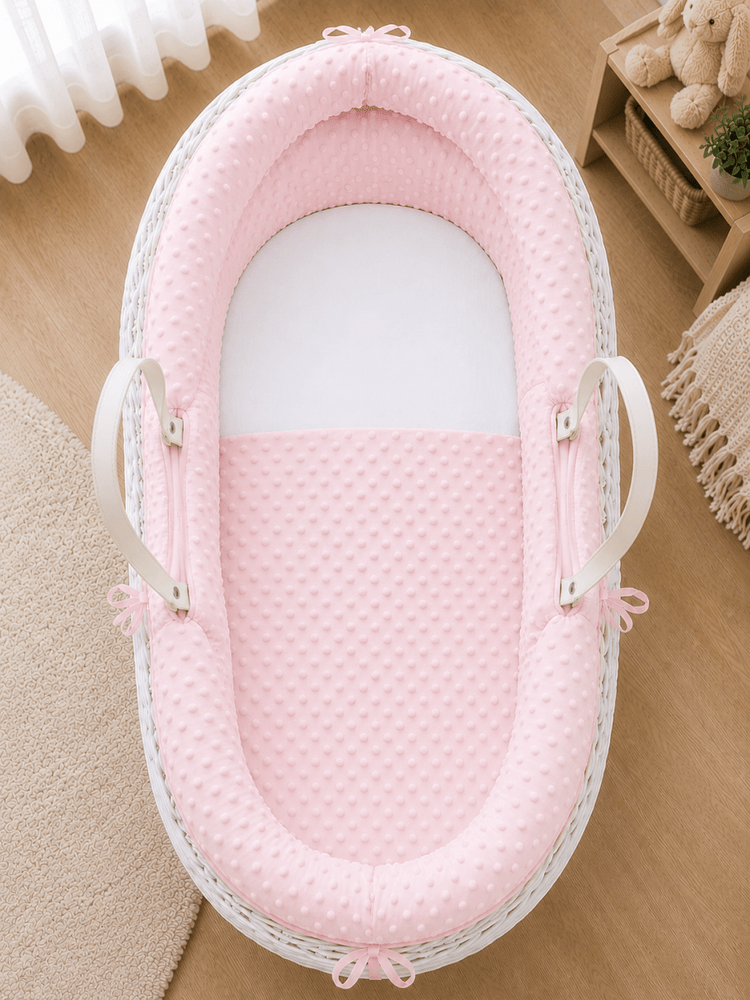 Pod Pink Dimple Moses Basket Bedding Set (Basket Not Included!)