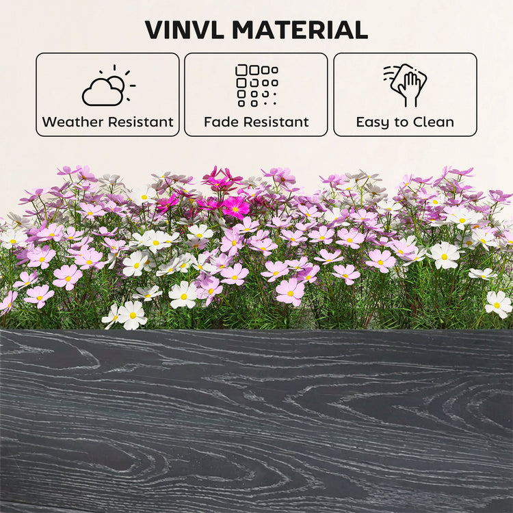 Outsunny Vinyl Raised Garden Bed Kit, 3 x 3 x 1ft Modular Elevated Garden Box with Slotting Legs and Open Bottom, Dark Grey