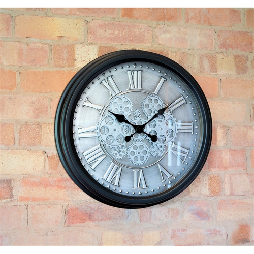 Moving Gear Clock with Roman Numerals