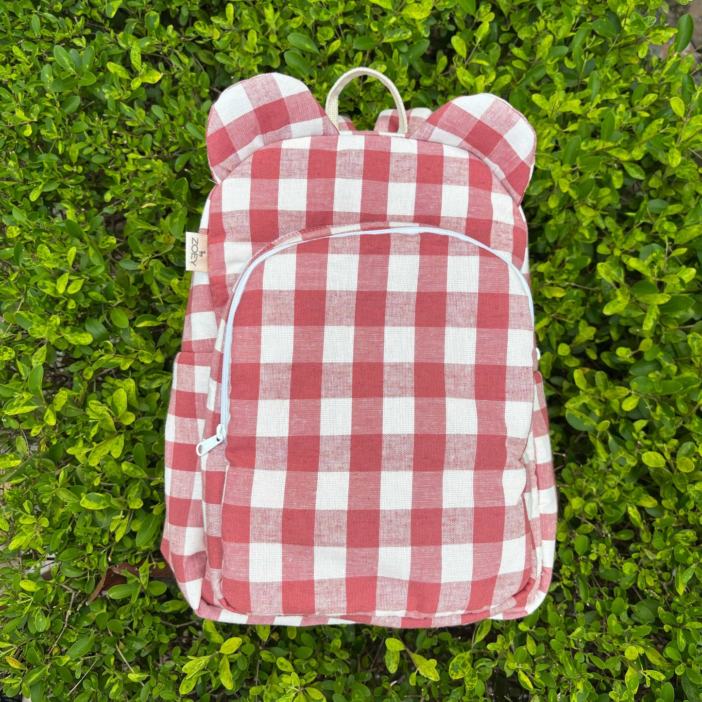 Checkaroo Personalised School Bag, Hand-Embroidered – Red