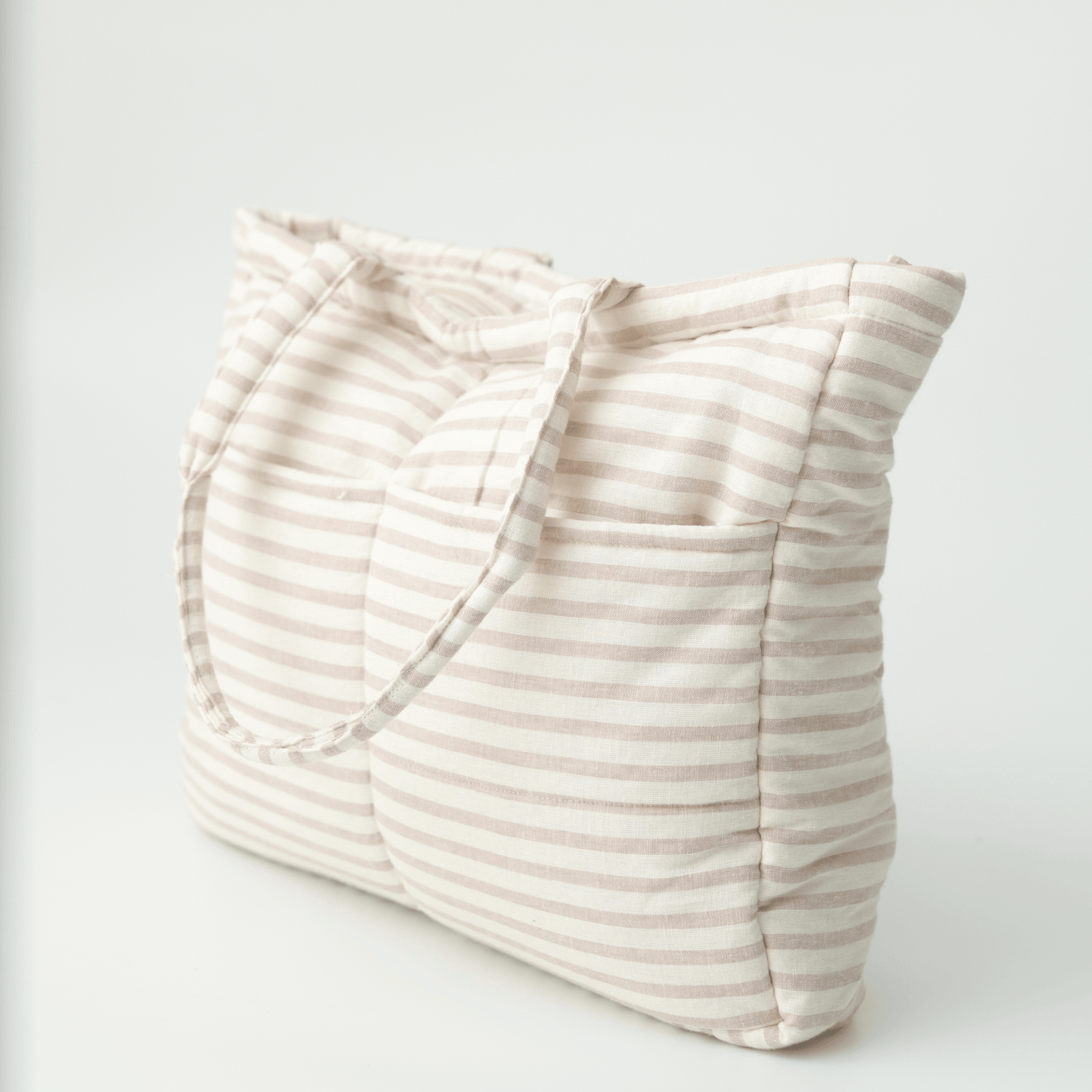 Almond Stripe Tote Nappy Bag (100% Cotton)