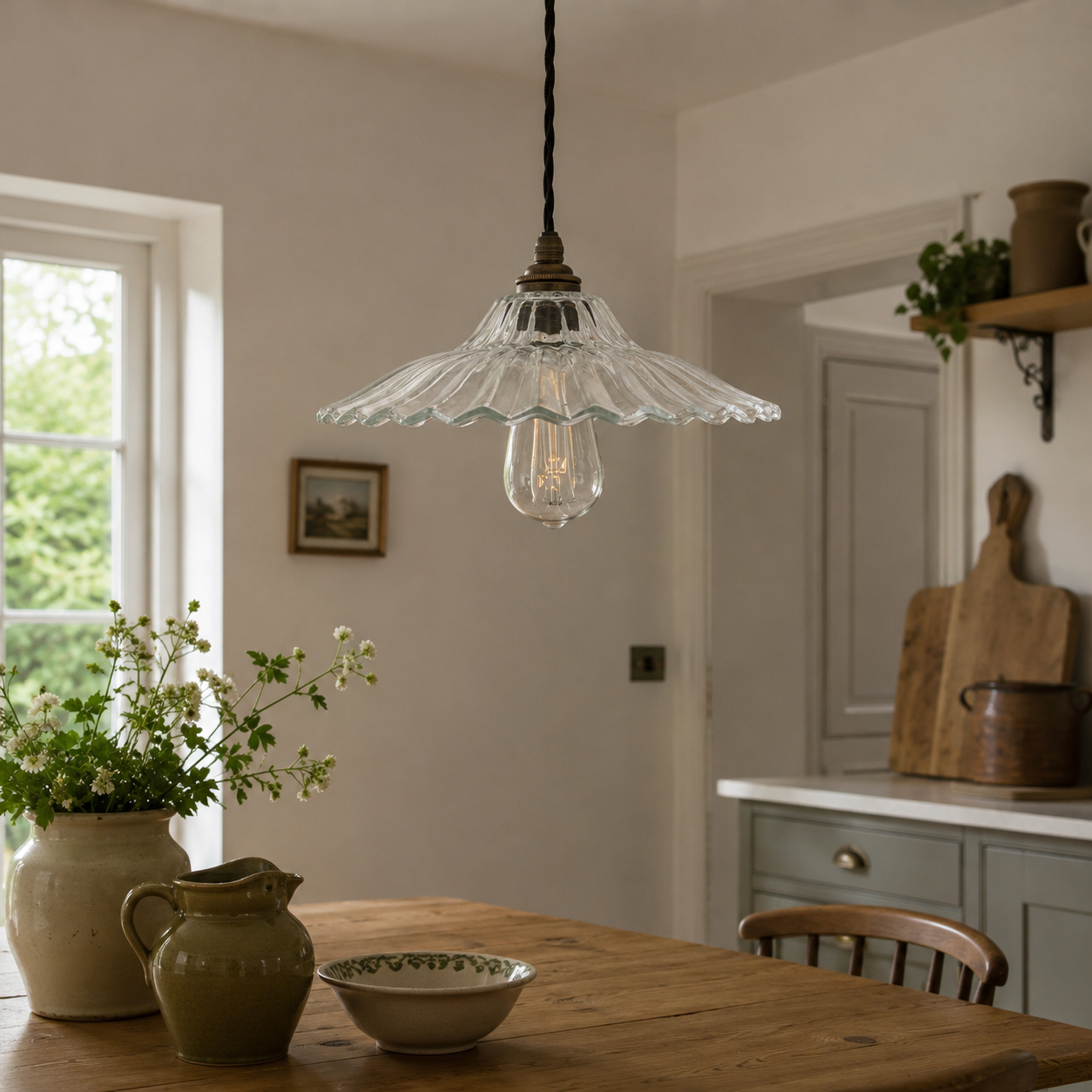 Lenwade Prismatic Glass Pendant Light | Vintage Railway Style