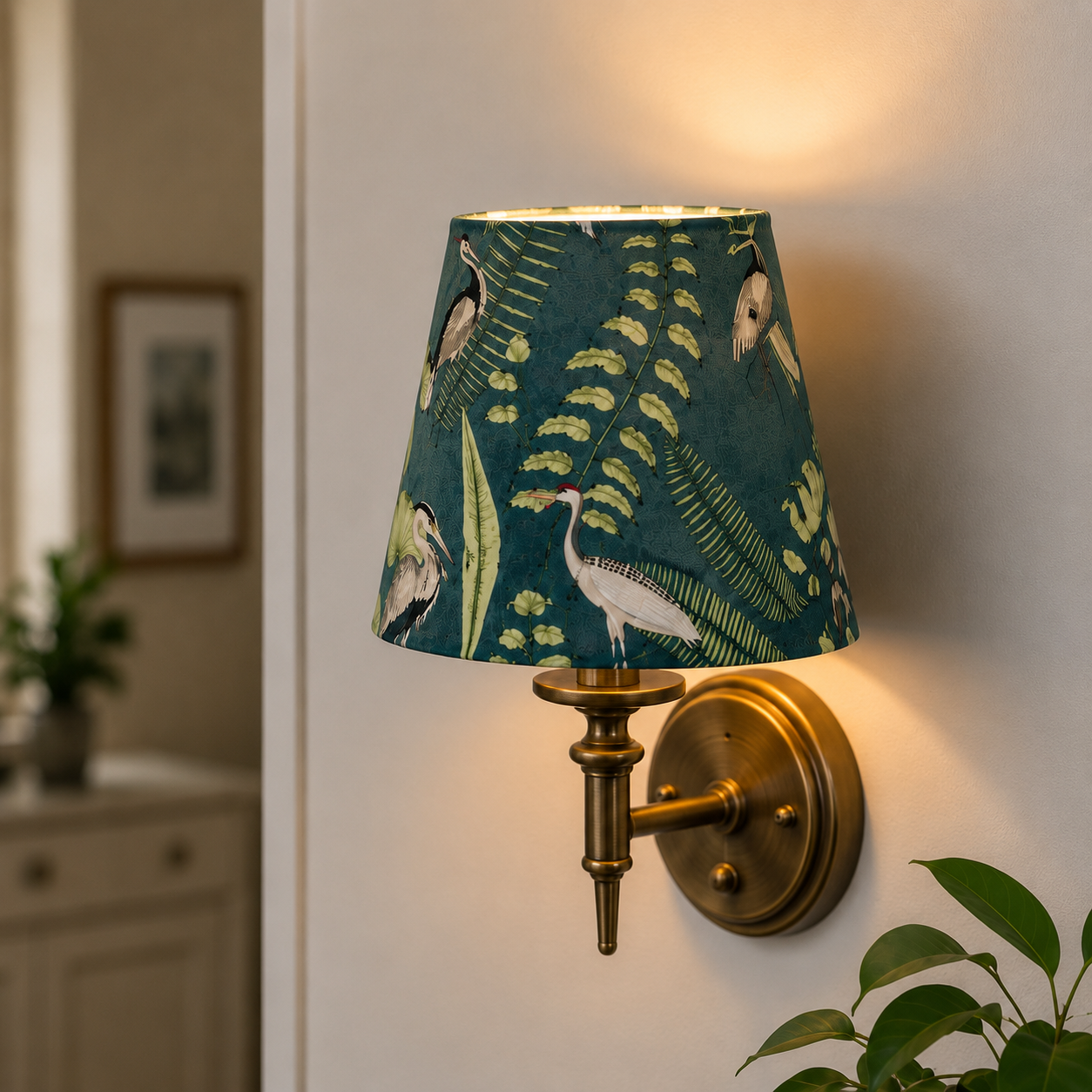 Flamingo Lampshade - Blue & Green 17cm Table & Wall Light Shade