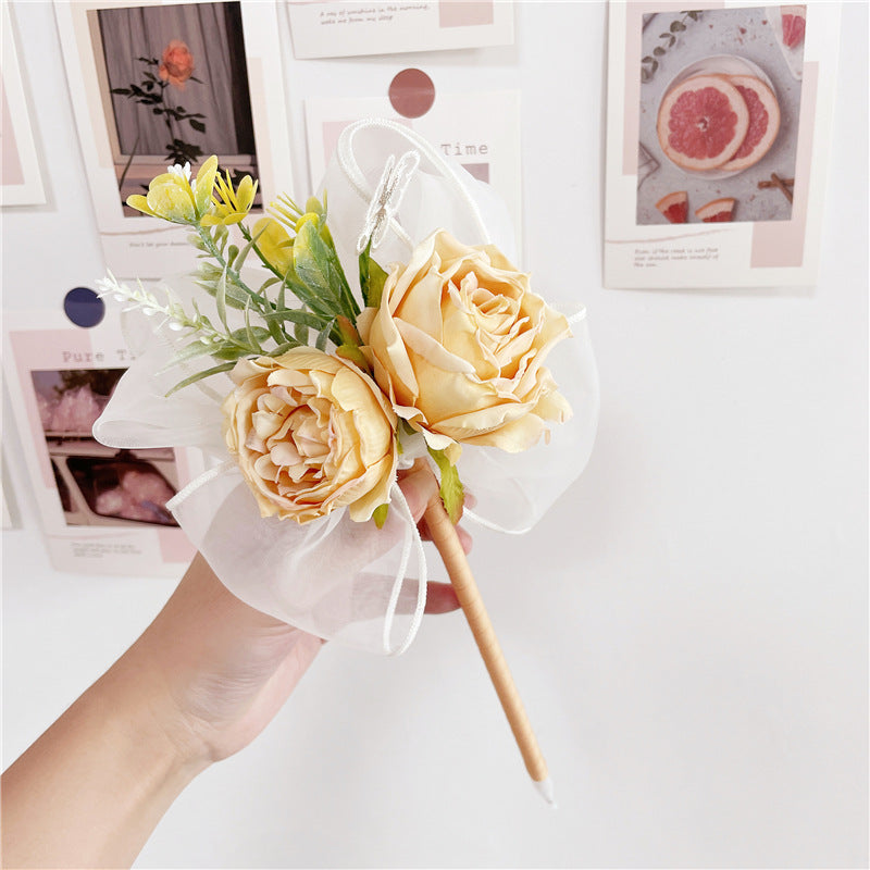 Teacher's Day Gift Simulation Flower Rose Bow Ballpoint Pen