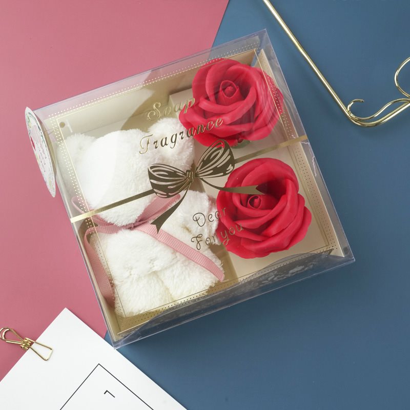 Festival Present Towel Bear Gift Box Teacher's Day Gift Soap Flower Transparent Gift