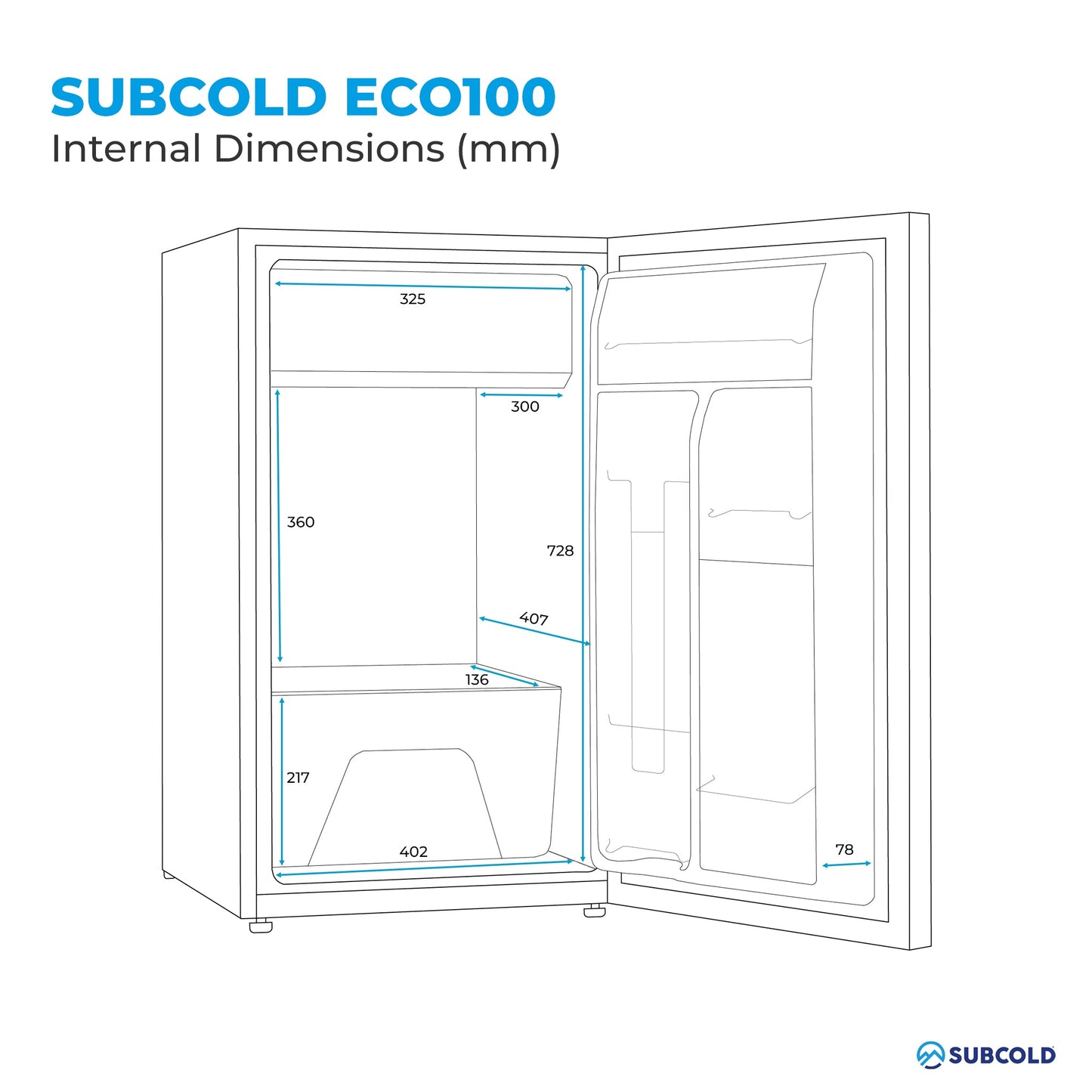 Subcold Eco100 LED Under Counter Fridge