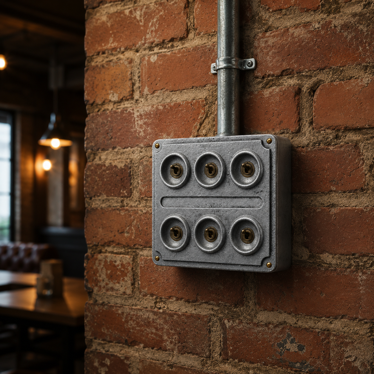 6 Gang 2 Way Solid Cast Metal Conduit Light Switch