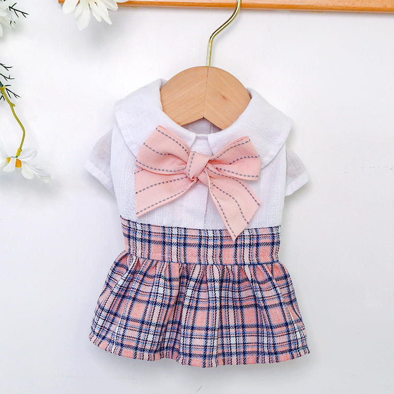 Spring Summer Pet Dog Clothes Sweet Princess Skirt Lattice
