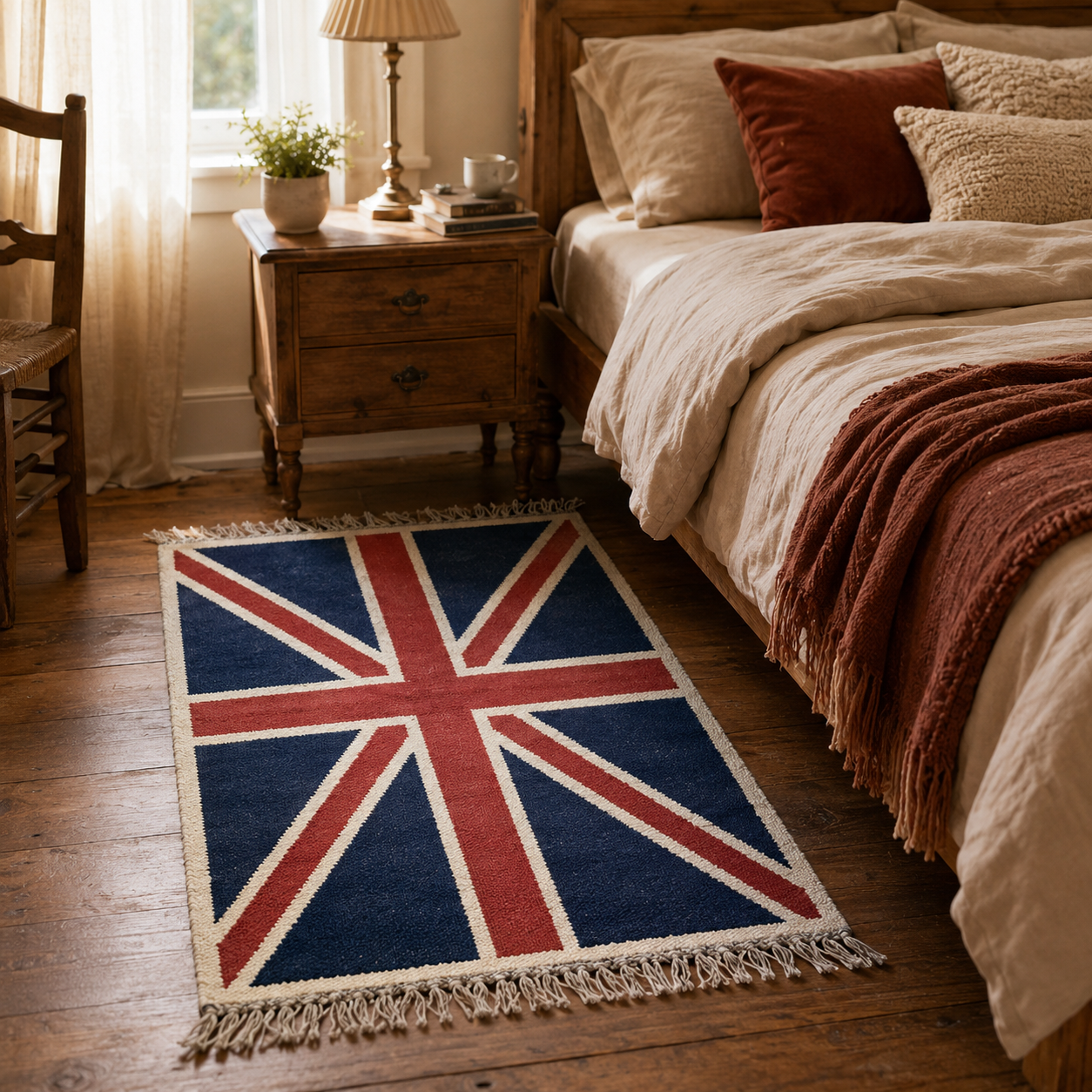 Reversible Union Jack Rug | Hand Knotted British Flag Jute Runner