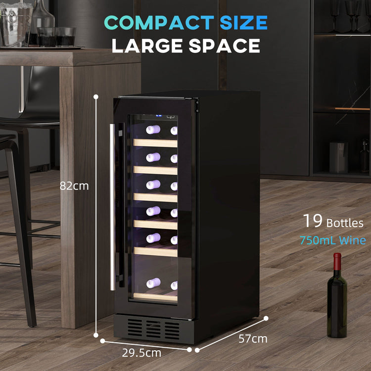 HOMCOM 19 Bottle 5-18\'e2\'84\'83 Wooden Rack Wine Fridge - Black