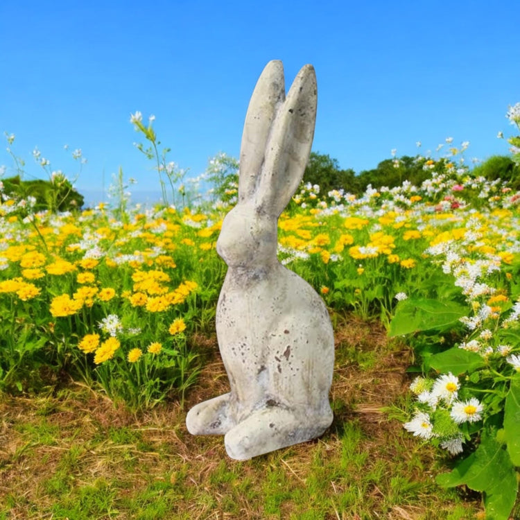 26CM CREAM CEMENT RABBIT