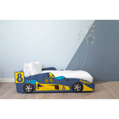 Nico Blue Racing Car Single Bed