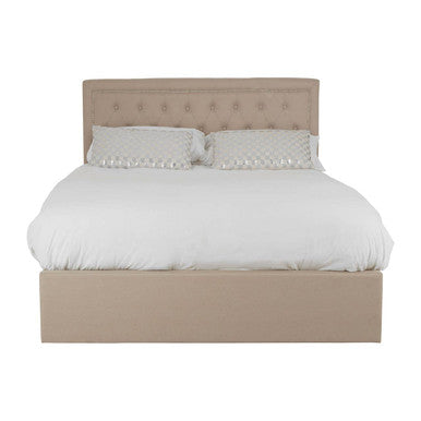 Hannah Beige Linen Ottoman Double Bed